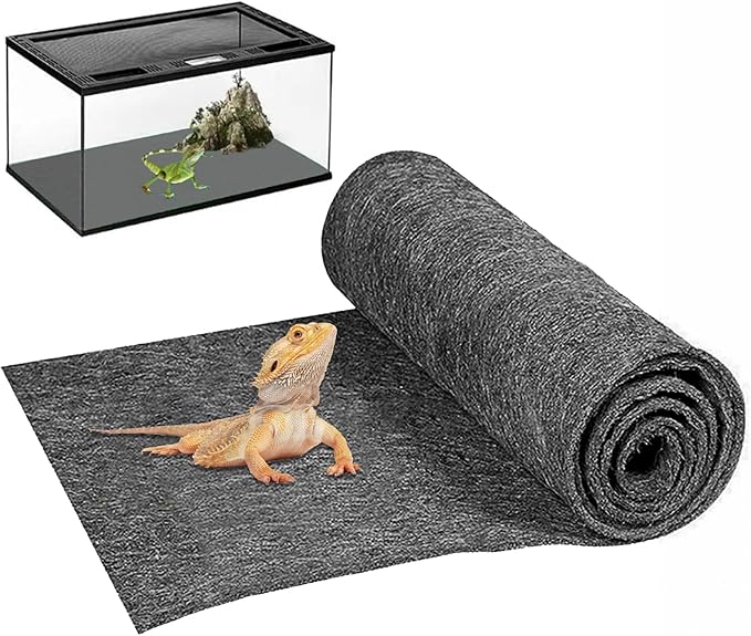 47" x 24" Large Reptile Carpet Terrarium Liner Bedding Reptile Substrate Mat Tank Accessories for Bearded Dragon Snake Lizard Tortoise Leopard Gecko (Grey)