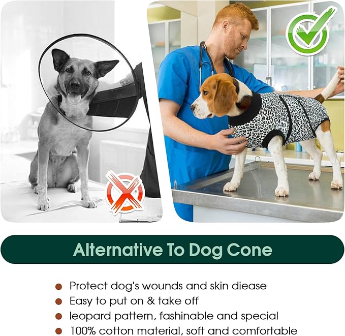Kuoser Dog Surgery Recovery Suit, Recovery Suit for Female Male Dogs, Dog Onesie After Surgery Spay Neuter, Anti-Licking Pet Surgical Recovery Snugly Suit, Bodysuit for Abdominal Wounds Skin Disease