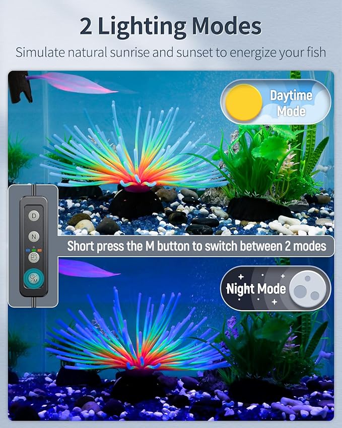 Pawfly Aquarium LED Light for 12 to 18 Inch Fish Tanks Extendable Fish Tank Light with Full Spectrum Brilliant White Blue Red Lights with Daytime & Night Modes Timer Auto On/Off Adjustable Brightness