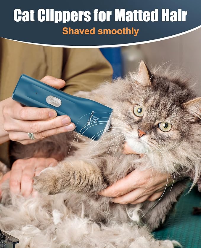 oneisall Pet Clipper for Cat Matted Hair, Pet Shaver for Cats Quiet Pet Hair Clippers Cordless Cat Clippers for Matted Hair Cat Clippers for Long Hair