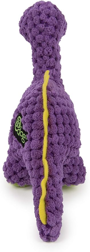 goDog Checkers Just for Me Dinos Bruto Squeaky Plush Dog Toy, Chew Guard Technology - Purple, Mini