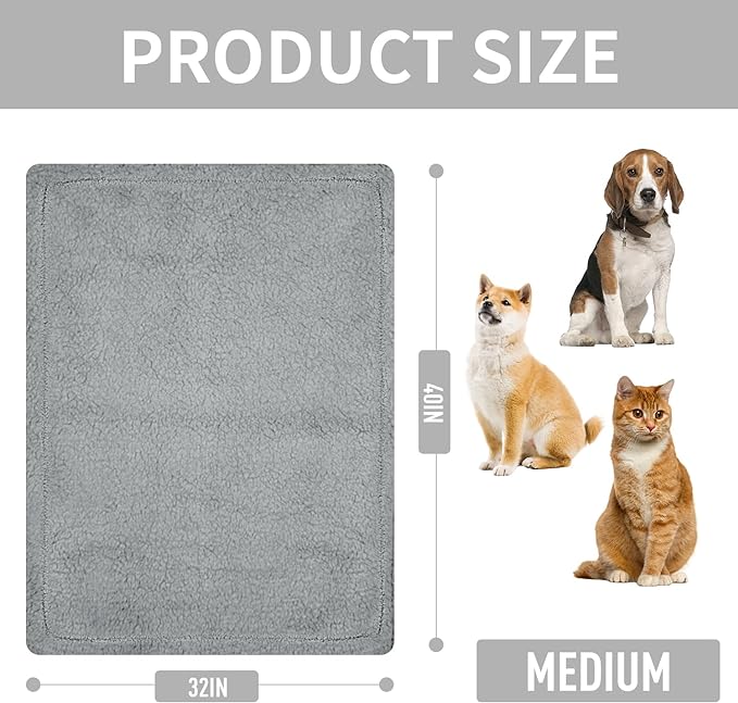 furrybaby Dog Blanket Soft Dog Blankets for Large Dogs Puppy Essentials Washable Fluffy Sherpa Fleece Cat Blanket 32x40 Inches for Bed Furniture Couch Sofa (Double-Layer Medium, Grey)