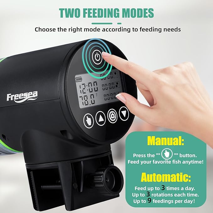 FREESEA Aquarium Automatic Fish Feeder: Programmable Auto Fish Food Dispenser - Smart Fish Tank Vacation Timer Feeder (Battery Operated)