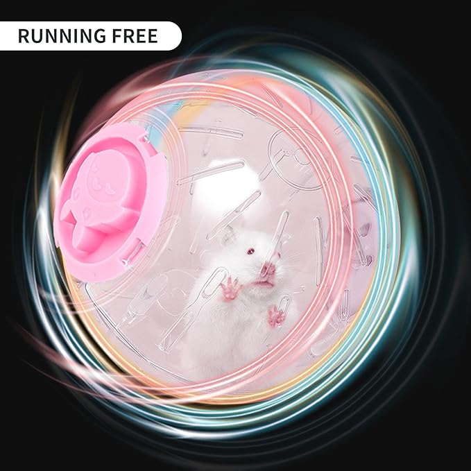 4.9 inch Hamster Ball, for Hamster Less Than 3.9 inch/10cm in Length, Portable and Compact, Hamster Exercise Toys, Pink and Clear