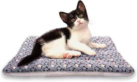 Fluffy Pet Cat Blanket Soft Coral Velvet Pet Puppy Cushion Mat Warm Cover Soft Pad Mat L Dark Blue