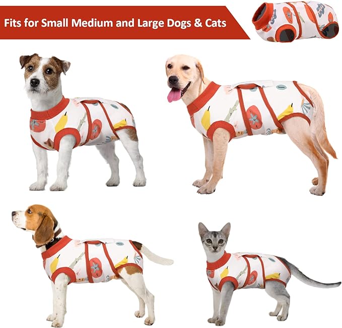 Kuoser Recovery Suit for Dogs Cats After Surgery, Professional Pet Recovery Shirt Dog Abdominal Wounds Bandages, Substitute E-Collar & Cone,Prevent Licking Dog Onesies Pet Surgery Recovery Suit