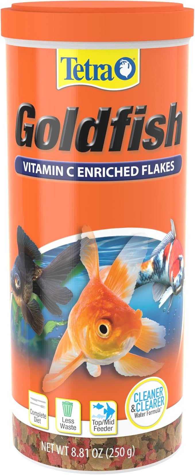 Tetra Goldfish Flakes, Nutritionally Balanced Diet for Aquarium Fish, Vitamin C Enriched Flakes, 8.81 Ounces