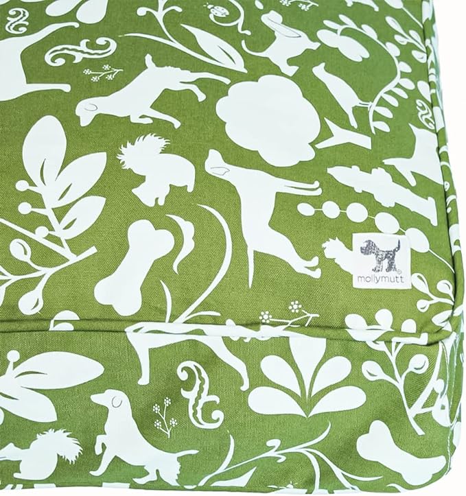 Molly Mutt Huge Dog Bed Cover, Amarillo by Morning, Olive Green & Light Blue 36"x45"x5"