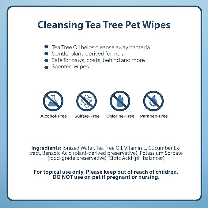 Best Pet Supplies 8" x 9" Pet Grooming Wipes for Dogs, 400 Pack, Plant-Based Deodorizer for Coats & Dry, Itchy, or Sensitive Skin, Clean Ears, Paws, & Butt - Cleansing Tea Tree