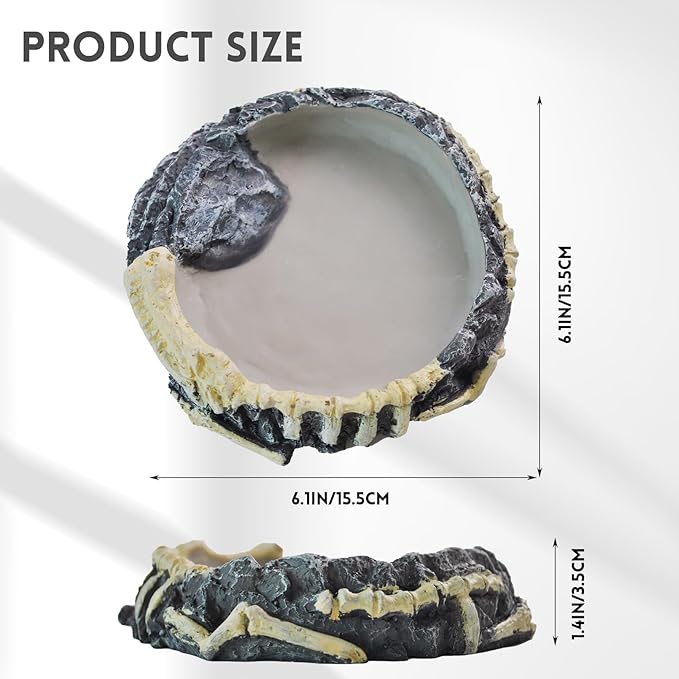 Reptile Food Water Bowl Resin Rock Reptile Feeding Dish Tortoise Feeder Food and Water Plate Amphibian Drinking Basin Reptile Habitat Tank Accessories for Turtle Lizard Leopard Gecko Chameleon