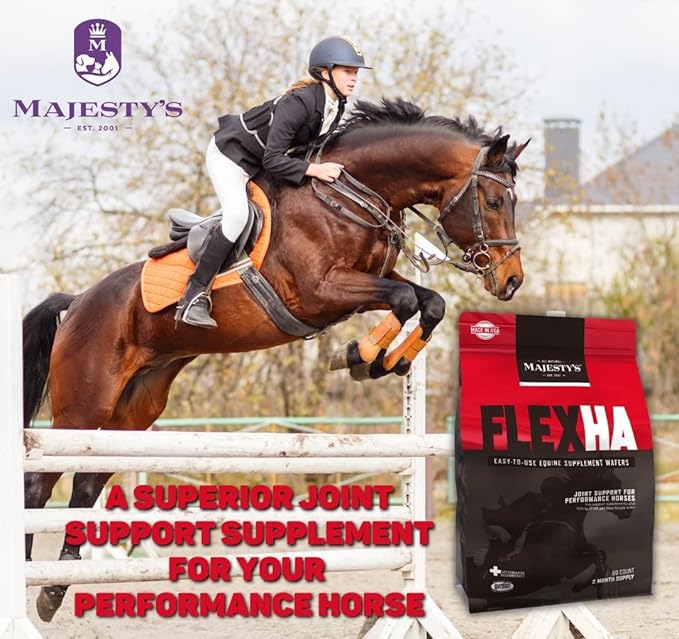 Majesty's Flex HA Wafers - Superior Performance Horse/Equine Joint Support Supplement - HA, Vitamin C, Yucca, Glucosamine (Peppermint, 60 Count)