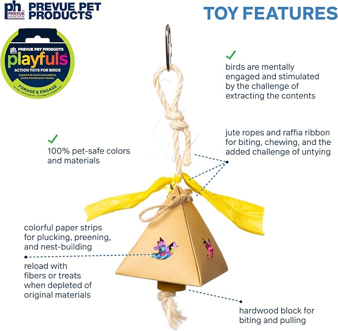 Prevue Pet Products Plucky Pyramid - Playfuls Forage & Engage Bird Toy 60244