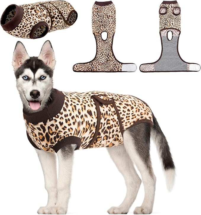 Kuoser Dog Surgery Recovery Suit, Recovery Suit for Female Male Dogs, Dog Onesie After Surgery Spay Neuter, Anti-Licking Pet Surgical Recovery Snugly Suit, Bodysuit for Abdominal Wounds Skin Disease