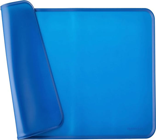 Amazon Basics Waterproof Anti-Slip Silicone Pet Food and Water Bowl Mat, 24 x 16 Inches, Solid, Blue