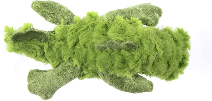 goDog PlayClean Gator Squeaky Plush Dog Toy with Odor-Eliminating Essential Oils, Chew Guard Technology - Green, Large