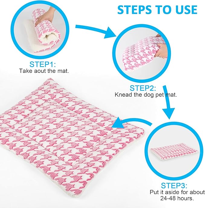 Dog Bed Mat, Reversible Dog Crate Pad for Medium Small Dogs, Portable and Soft Pet Bed Mat, Machine Washable Pet Bed Pad for 24-inch Kennel(Pink)