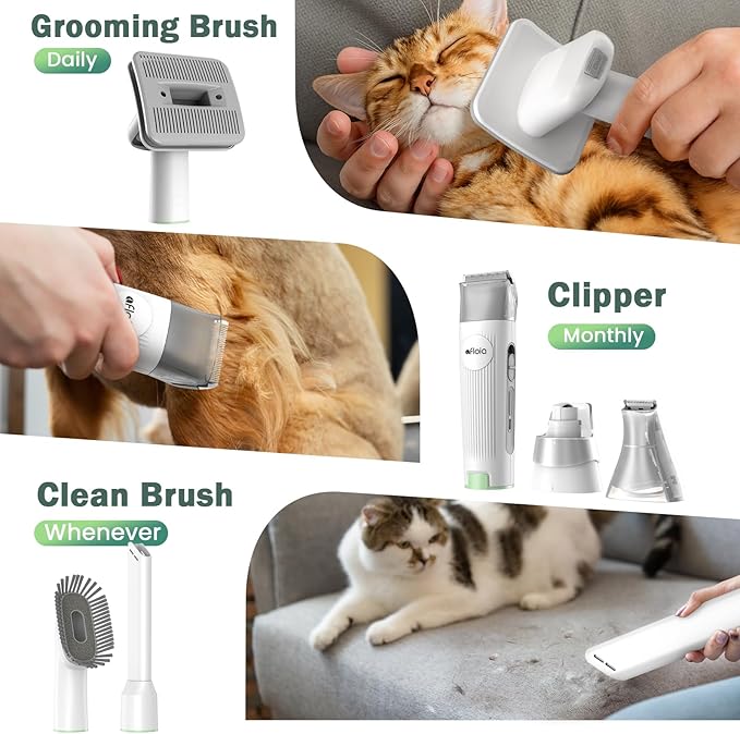 Afloia Dog Grooming Kit, Pet Grooming Vacuum & Dog Clippers, Nail Grinder Trimmer & Dog Brush for Shedding with Vacuum Grooming Tools, Low Noise Dog Vacuum Hair Remover Pet Grooming Supplies