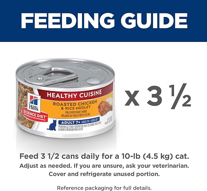 Hill's Science Diet Adult 7+, Senior Adult 7+ Premium Nutrition, Wet Cat Food, Roasted Chicken & Rice Stew, 2.8 oz Can, Case of 24