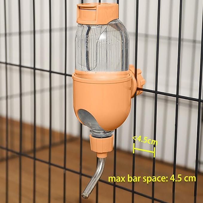 Pet Water Bottle for Cage Crate 26oz Water Dispenser for Small Animal Rabbit Guinea Pig Chinchilla Ferret Squirrel Hedgehog (Orange)