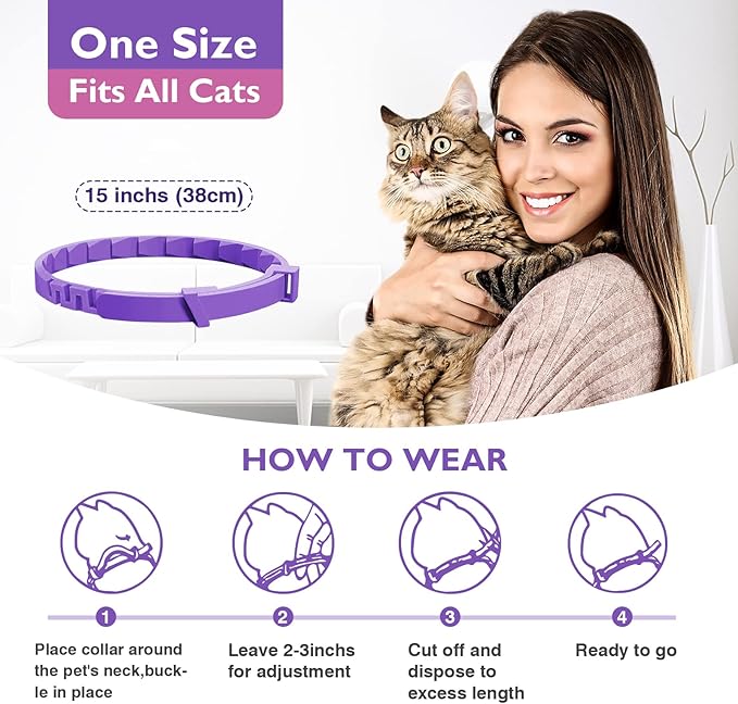 3 Pack Calming Collar Efficient Relieve Reduce Anxiety Stress Pheromones Calm Relaxing Comfortable Breakaway Collars Adjustable for Small, Medium Large Cat, Kittens