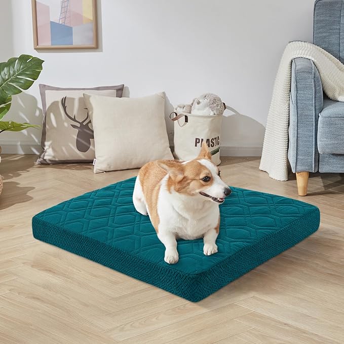 Dog Bed Covers Replacement Washable - Waterproof Dog Bed Covers Quilted, Water Absorbable Pet Puppy Bed Cover for Dog Cat, Cover Only 30Lx20Wx6H Inches Peacockgreen
