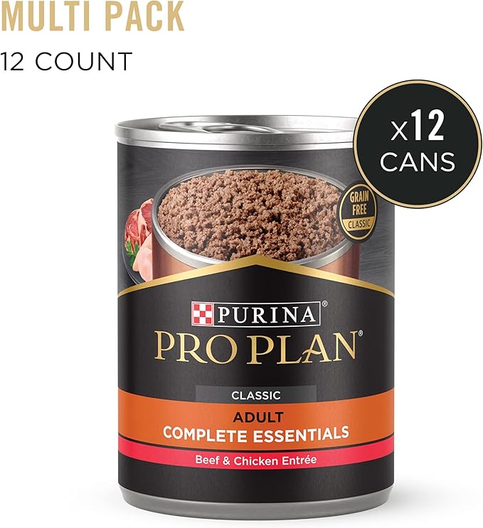 Purina Pro Plan Grain Free Wet Dog Food, Classic Beef and Chicken Entree - (Pack of 12) 13 oz. Cans