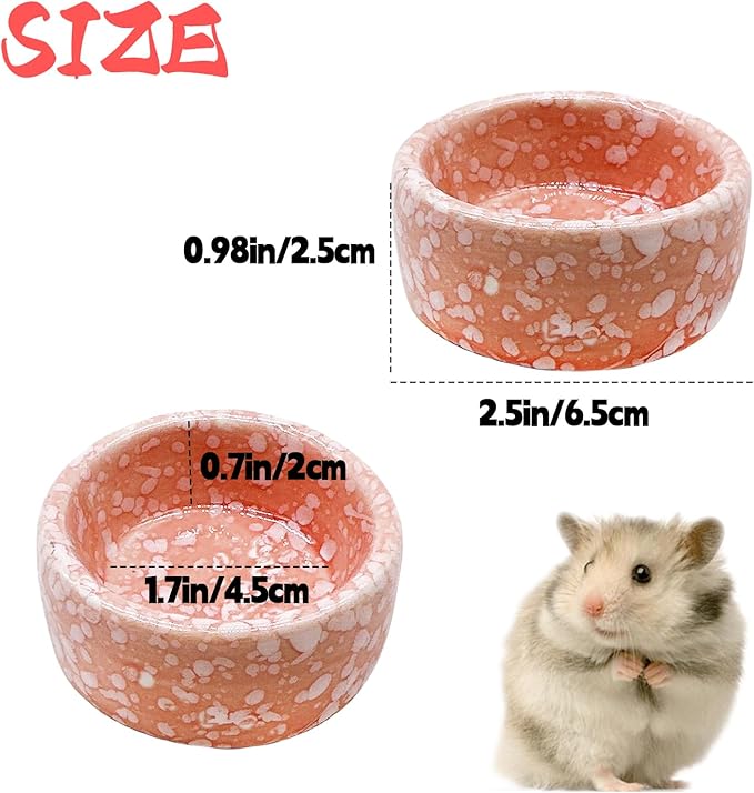 kathson 4 Pcs Hamster Food Bowl Guinea Pig Ceramic Water Bowl Small Animal Feeding Dish for Dwarf Hamster Gerbil Syrian Ferret Hedgehog Chinchilla Bunny (Pink)