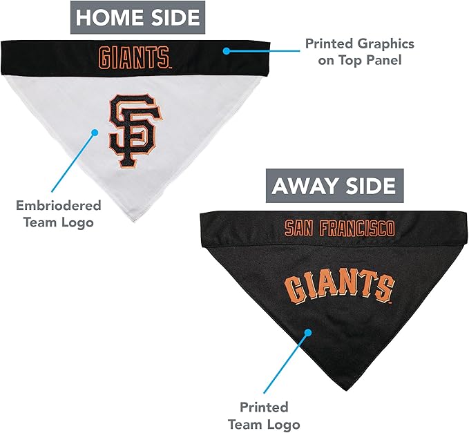 Pets First SFG-3217-L-XL MLB San Francisco Giants Reversible Pet Bandana, Large/X-Large, MLB Team Color
