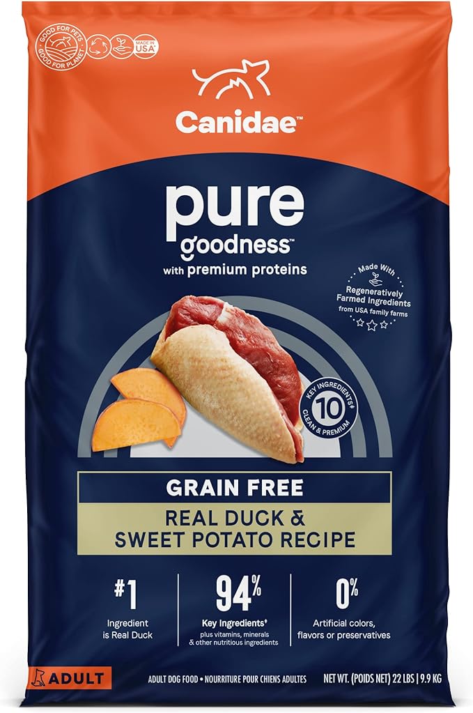 Canidae Pure Real Duck & Sweet Potato Recipe Adult Dry Dog 22 LB