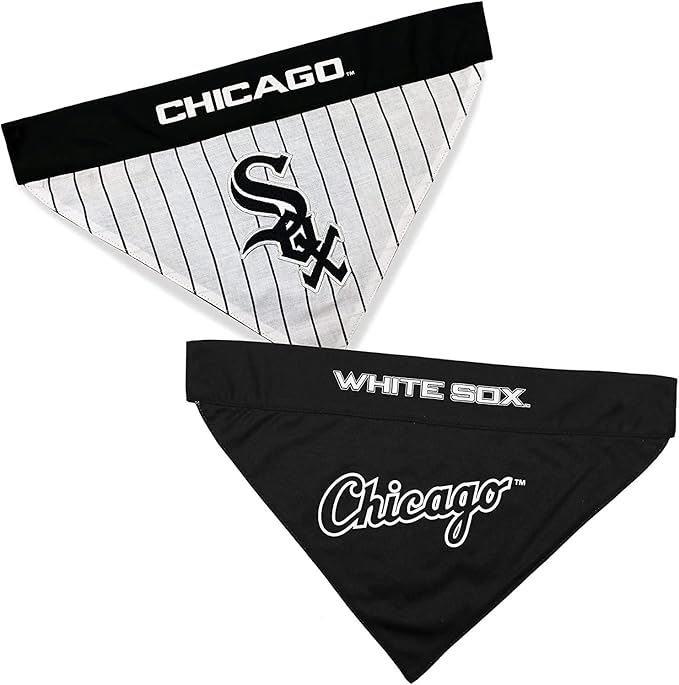 Pets First WSX-3217-S-M MLB Chicago White Sox Reversible Pet Bandana, Small/Medium, MLB Team Color