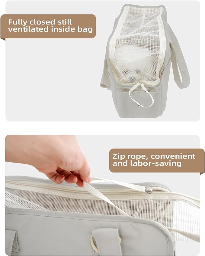 Dog Carrier for Small Dogs Rabbit cat with Large Pockets, Cotton Bag, Dog Carrier Soft Sided, Collapsible Travel Puppy Carrier (Grey, 13.6" L x 6.5" W x 10" H)