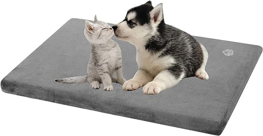 EMPSIGN Stylish Dog Bed Mat Dog Crate Pad Mattress Reversible (Cool & Warm), Water proof Linings, Removable Machine Washable Cover, Firm Support Pet Crate Bed for Small to XX-Large Dogs, Grey
