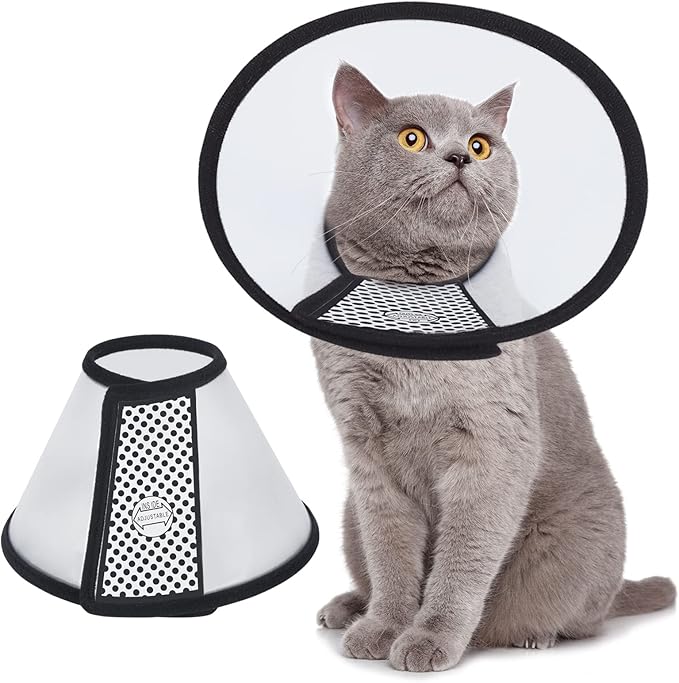 Vivifying Cat Cone, Adjustable Recovery Pet Cone, Lightweight Plastic Elizabethan Collar for Large Cats and Small Size Dogs