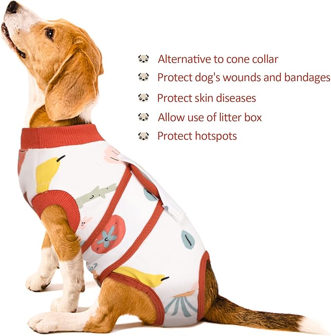 Kuoser Recovery Suit for Dogs Cats After Surgery, Professional Pet Recovery Shirt Dog Abdominal Wounds Bandages, Substitute E-Collar & Cone,Prevent Licking Dog Onesies Pet Surgery Recovery Suit