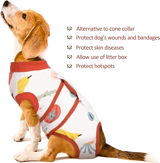 Kuoser Recovery Suit for Dogs Cats After Surgery, Professional Pet Recovery Shirt Dog Abdominal Wounds Bandages, Substitute E-Collar & Cone,Prevent Licking Dog Onesies Pet Surgery Recovery Suit