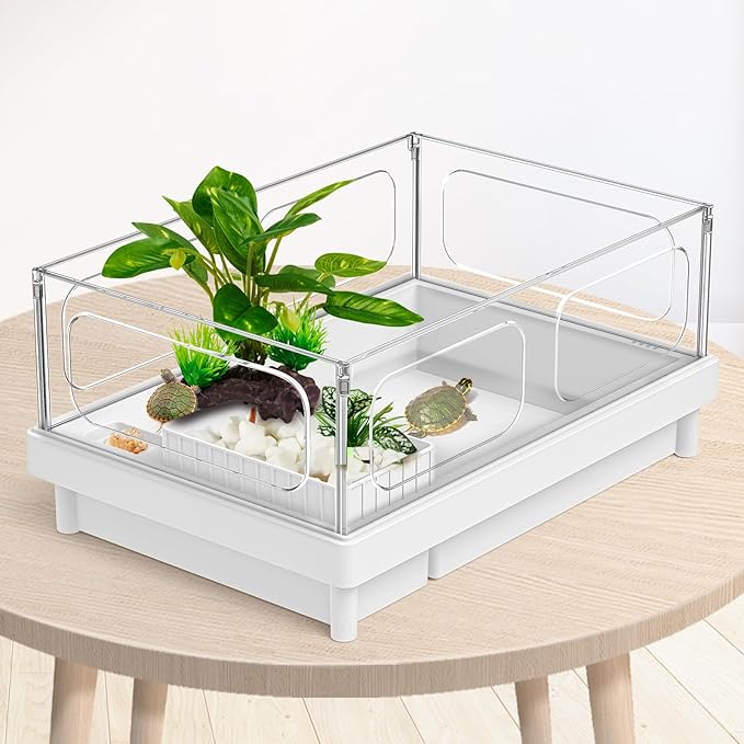 Reptile Artificial Plants, Terrarium Plants Decorations Supplies, Aquarium Fish Tank Plant, Amphibian Habitat Hideout Tank Accessories(M Set-4pcs/E)