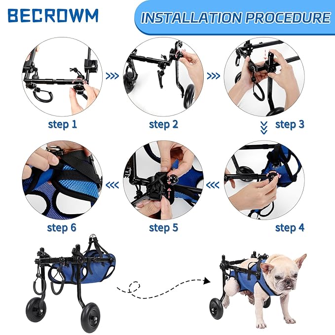 Dog Wheelchair for Back Legs Adjustable Dog Wheelchairs with 2 Wheels Pet Doggy Wheelchairs with Disabled Hind Legs Walking-Dog Leg Brace and Hip Support,Light Weight (S)