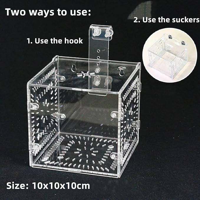 Fish Separation Breeder Box, Acrylic Transparent Fish Breeding Isolation Box Aquarium Hatchery Incubator Holder(A-10x10x10cm)