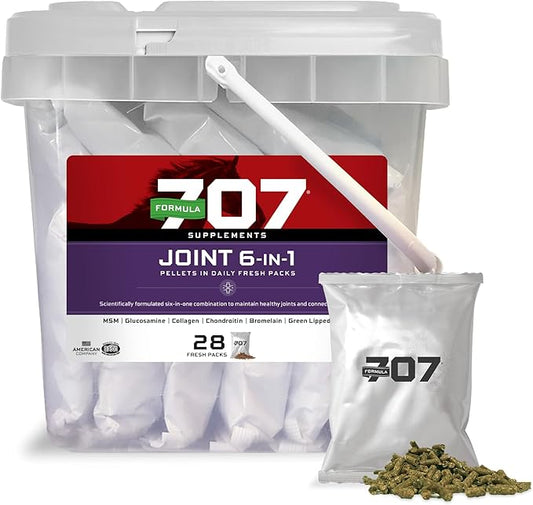 Formula 707 Joint 6in1 Equine Supplement, Daily Fresh Packs – Support for Joint Integrity and Inflammatory Response in Horses – Green-Lipped Mussel, MSM, Glucosamine, Chondroitin & Collagen