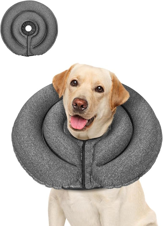 MIDOG Dog Cone Collar for Large Medium Dogs, Soft Inflatable Dog Cone Alternative After Surgery,Adjustable Protective Recovery Cone for Dogs and Cats-Alternative E Collar Does Not Block Vision-Gray,XL