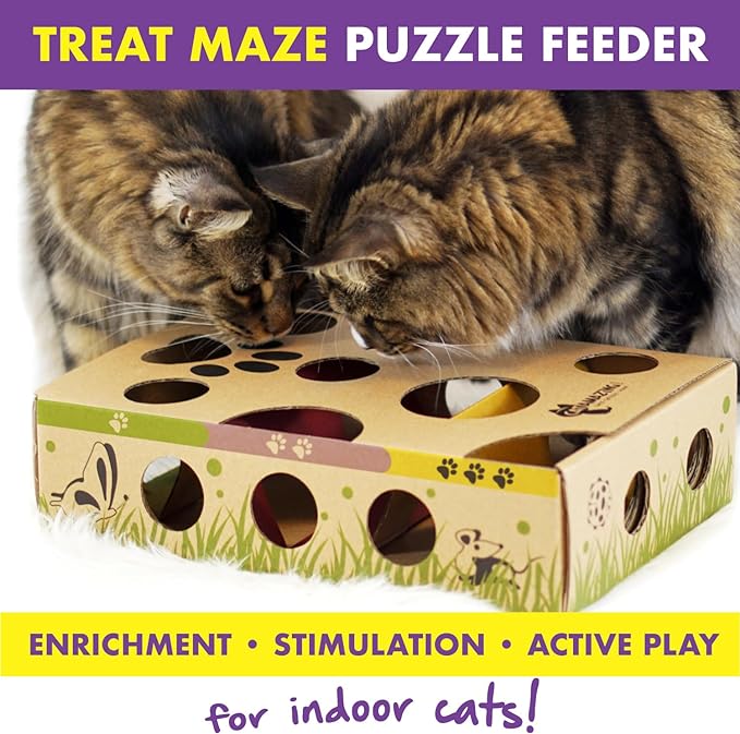 Classic – Cat Puzzle Feeder – Interactive Enrichment Toy – Treat Puzzle Box – Food Maze for Indoor Cats