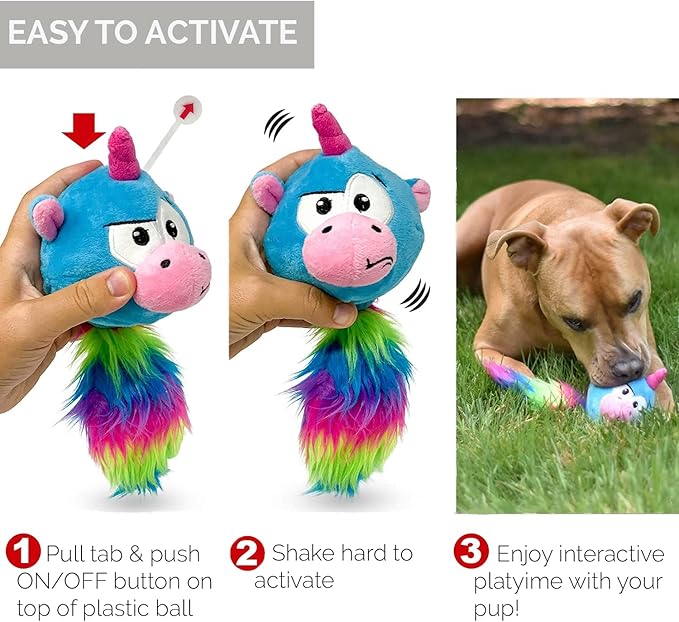 Hyper Pet Doggie Pal Unicorn Interactive Plush Dog Toys (Wiggles, Vibrates, and Barks – Dog Toys for Boredom and Stimulating Play)