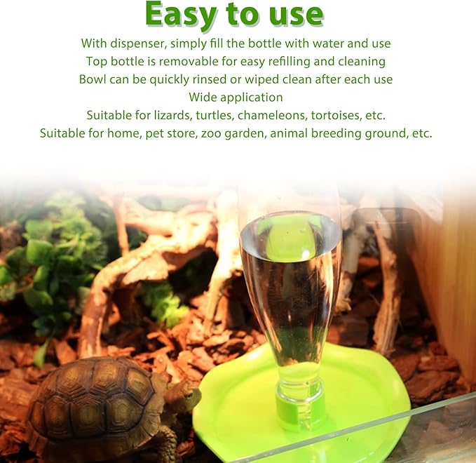 Asixxsix Reptile Water Feeder, Removable Automatic Refilling Reptile Water Dispenser, Round Dish Turtle Food and Water Bowl Feeders Waterer for Lizard, Tortoise, , Terrarium