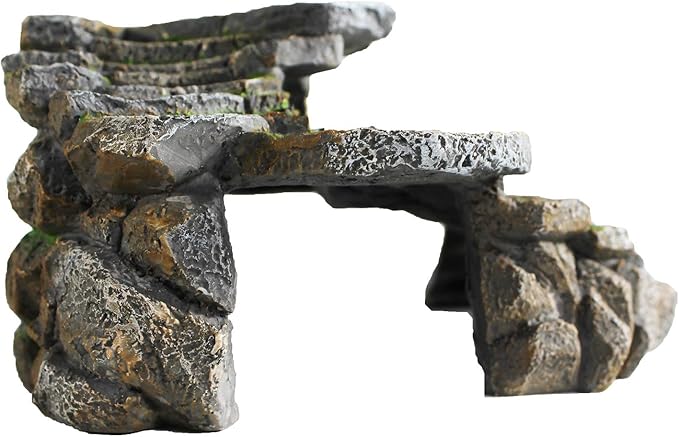 PENN-PLAX (REP183) Reptology Shale Scape Step Ledge & Cave Hideout – Decorative Resin for Aquariums & Terrariums – Great for Reptiles, Amphibians, and Fish – Large