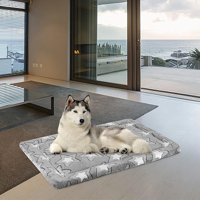 EMPSIGN Dog Bed Mat Dog Crate Pad Reversible (Cool & Warm), Machine Washable Dog Crate Mat, Kennel Pad for Dog Sleeping Mattress for Large Medium Small Dogs, Grey