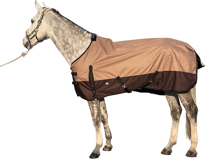 1200Denier Waterproof and Breathable Horse Sheet Horse Blanket Standard Neck Turnout Sheet (74", Tan/Brown)