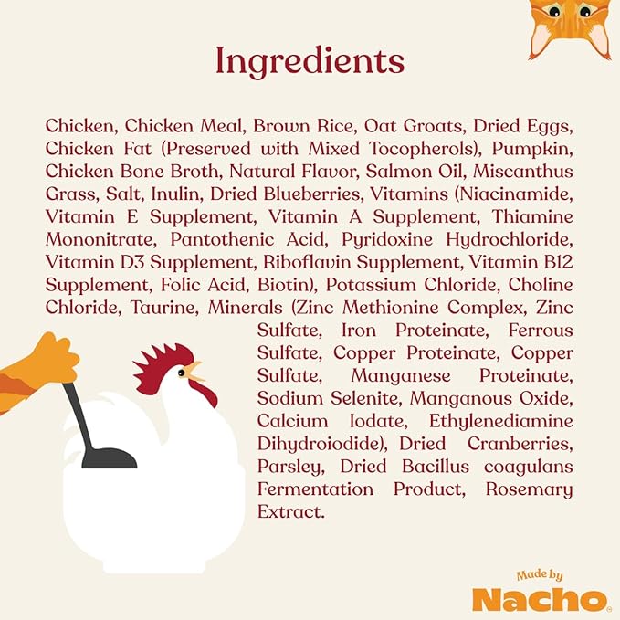 Made by Nacho Bone Broth Infused Dry Cat Kibble - Cage-Free Chicken & Pumpkin Recipe - Premium Grain-Friendly Cat Food 4lb Bag, Limited Ingredients