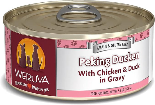 Weruva Classic Dog Food, Peking Ducken with Chicken & Duck in Gravy, 5.5oz Can (Pack of 24), Multi