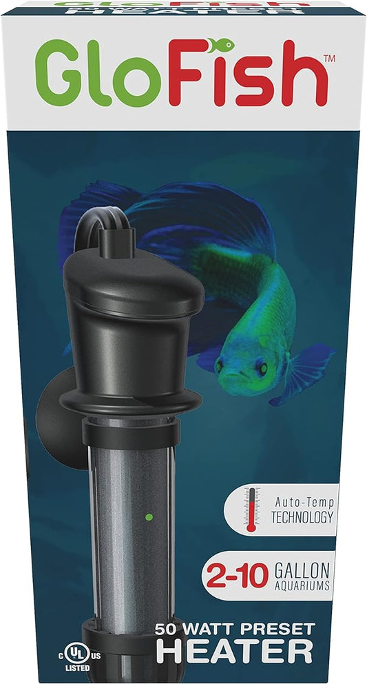 GloFish Submersible Heater 50 Watts, for Aquariums Up to 10 Gallons, UL Listed,BLACK