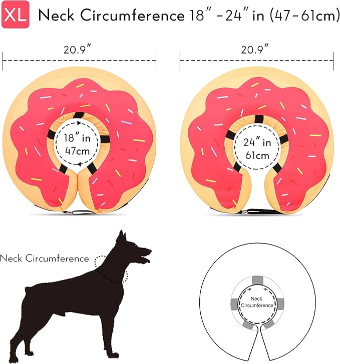 MIDOG Dog Cone Collar, Inflatable Dog Neck Donut Collar Alternative After Surgery, Soft Protective Recovery Cone for Small Medium Large Dogs and Cats Puppies - Alternative E Collar (RedDonut, XL)